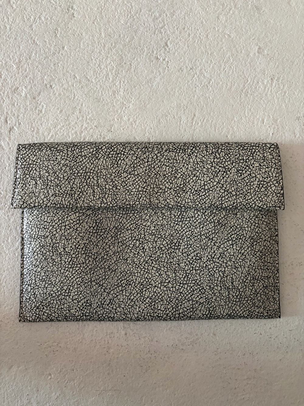 Envelope Clutch in Black and White Crackle